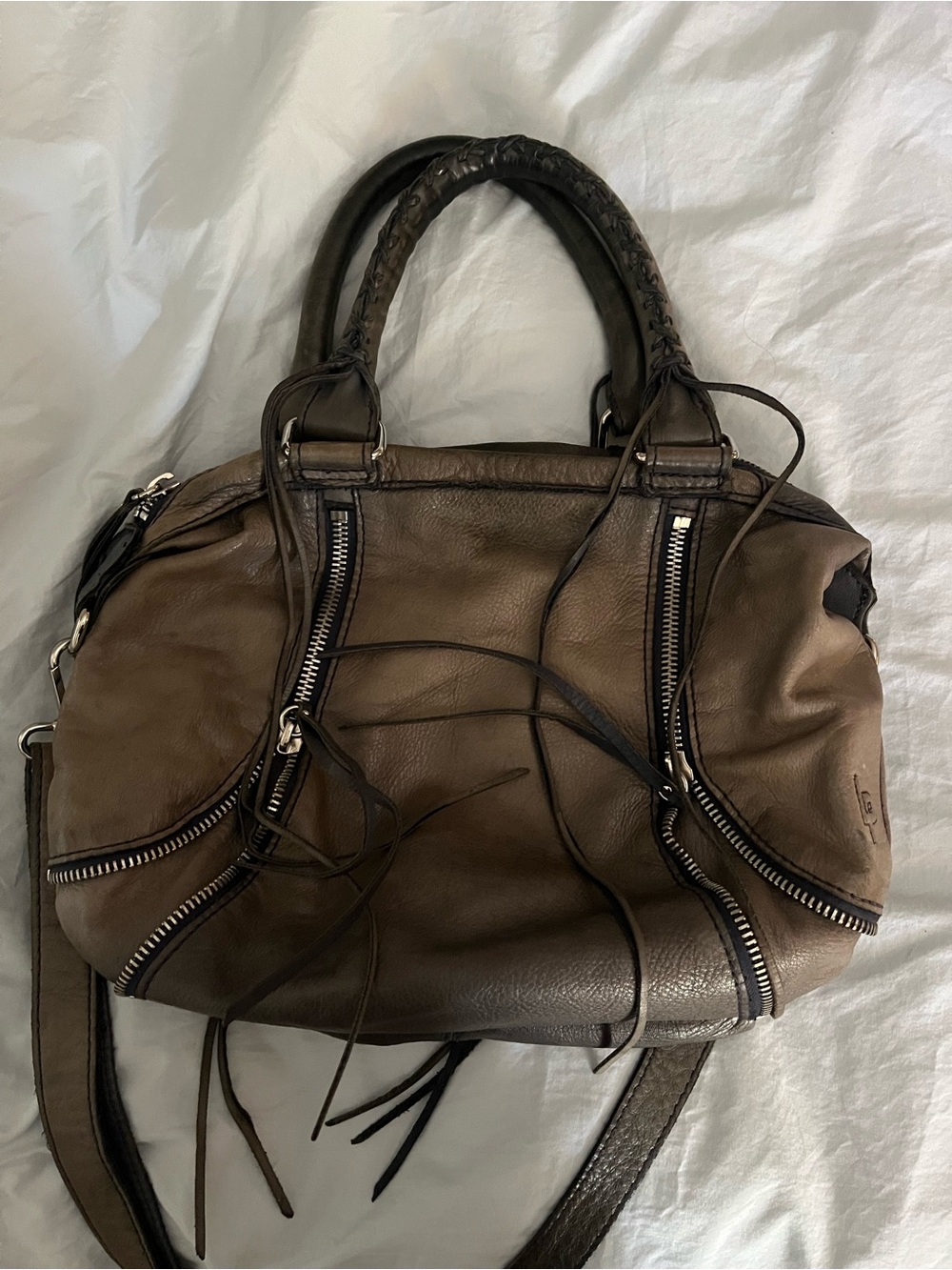 Linea Pelle Leather Satchel Handbag in Blue